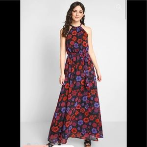 ModCloth illuminated elegance floral maxi dress Small